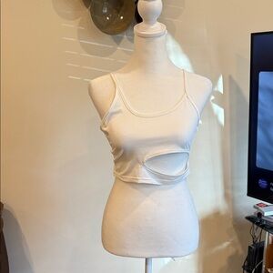 Cutout Cropped Tank Top in White